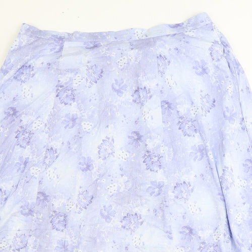 Country Collection Womens Blue Floral Polyester Swing Skirt Size 18
