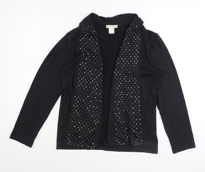 Daxon Womens Black V-Neck Polyester Cardigan Jumper Size 14