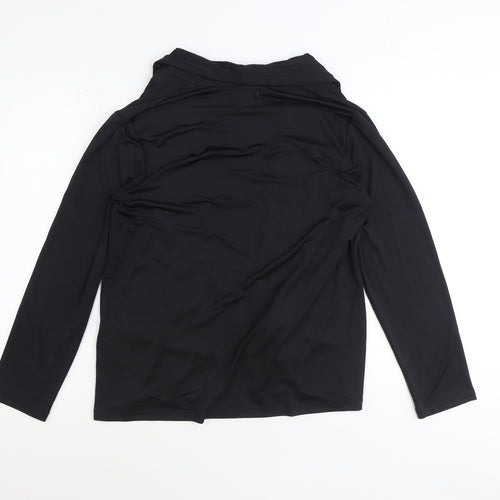 Daxon Womens Black V-Neck Polyester Cardigan Jumper Size 14