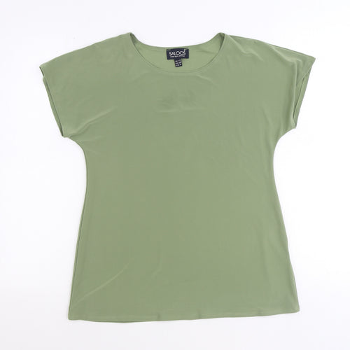 Saloos Womens Green Polyester Basic T-Shirt Size 12 Round Neck