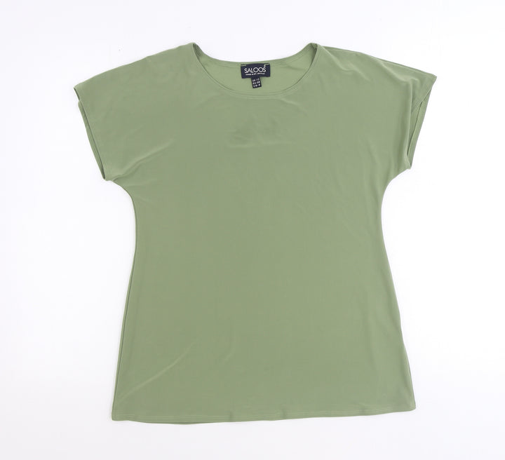 Saloos Womens Green Polyester Basic T-Shirt Size 12 Round Neck