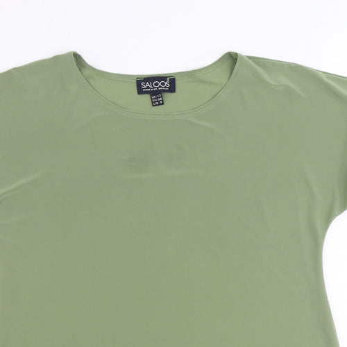 Saloos Womens Green Polyester Basic T-Shirt Size 12 Round Neck