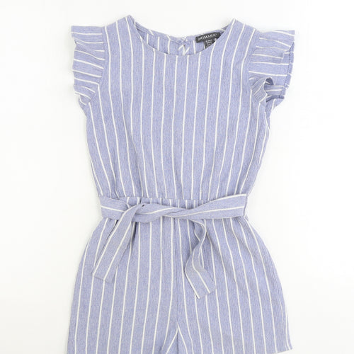 Primark Girls Blue Striped Polyester Playsuit One-Piece Size 10 Years Pullover