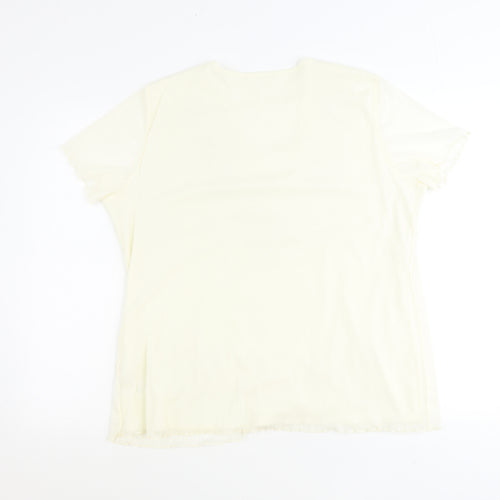 Preworn Womens Yellow Polyester Basic T-Shirt Size 14 V-Neck