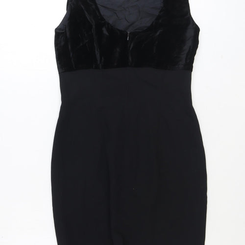 Susan Woolf Womens Black Polyester Pencil Dress Size 10 Scoop Neck Zip