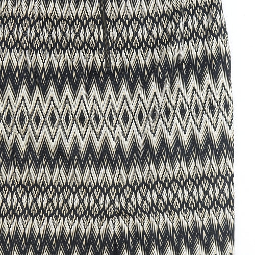 Marks and Spencer Womens Black Geometric Cotton Straight & Pencil Skirt Size 14 Zip
