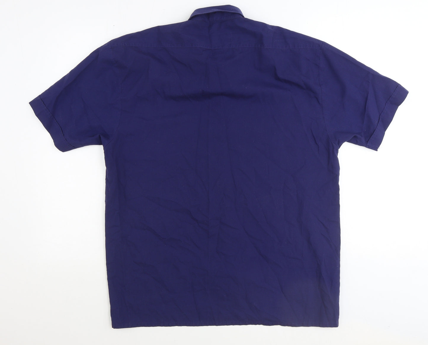 Alessandro Bertoluci Mens Blue Polyester Button-Up Size L Collared Button