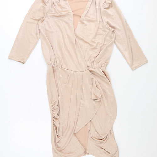 ASOS Womens Gold Polyester Mini Size 8 V-Neck Pullover