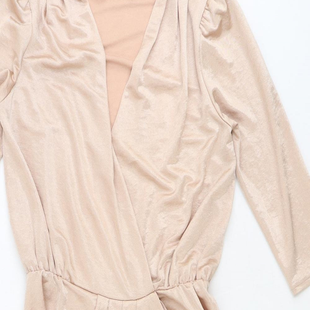ASOS Womens Gold Polyester Mini Size 8 V-Neck Pullover