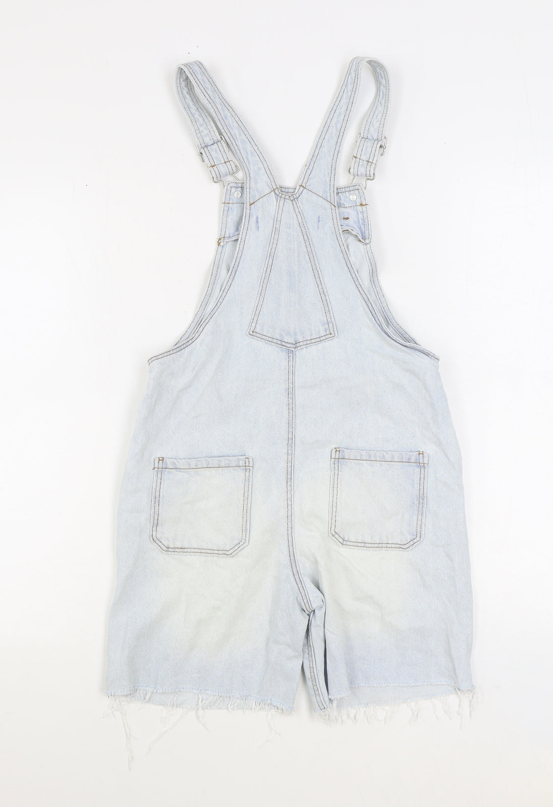 Denim & Co. Girls Blue 100% Cotton Dungaree One-Piece Size 11-12 Years Button