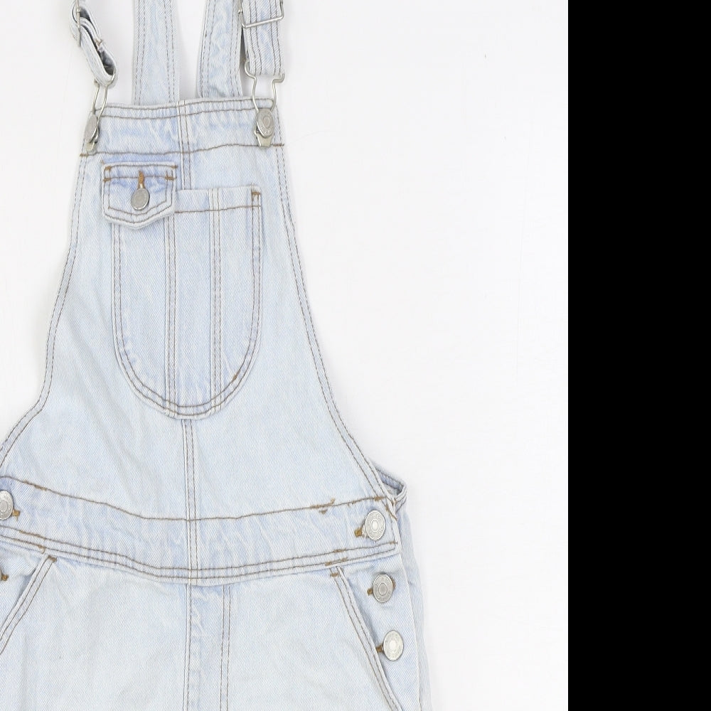 Denim & Co. Girls Blue 100% Cotton Dungaree One-Piece Size 11-12 Years Button