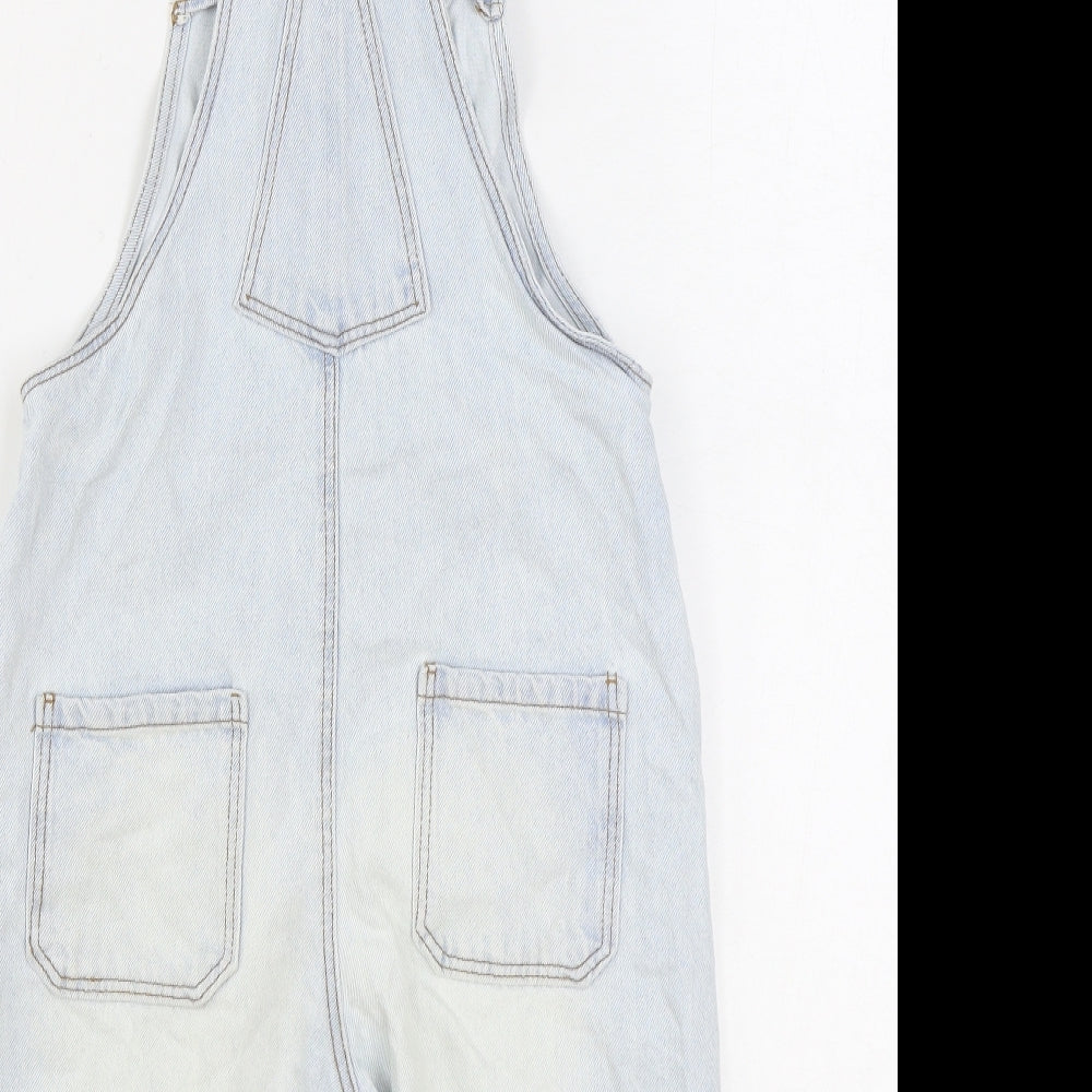 Denim & Co. Girls Blue 100% Cotton Dungaree One-Piece Size 11-12 Years Button