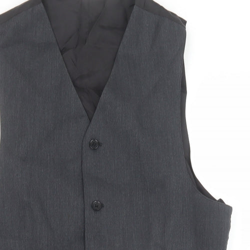 Preworn Mens Grey Polyester Jacket Suit Waistcoat Size 40 Regular