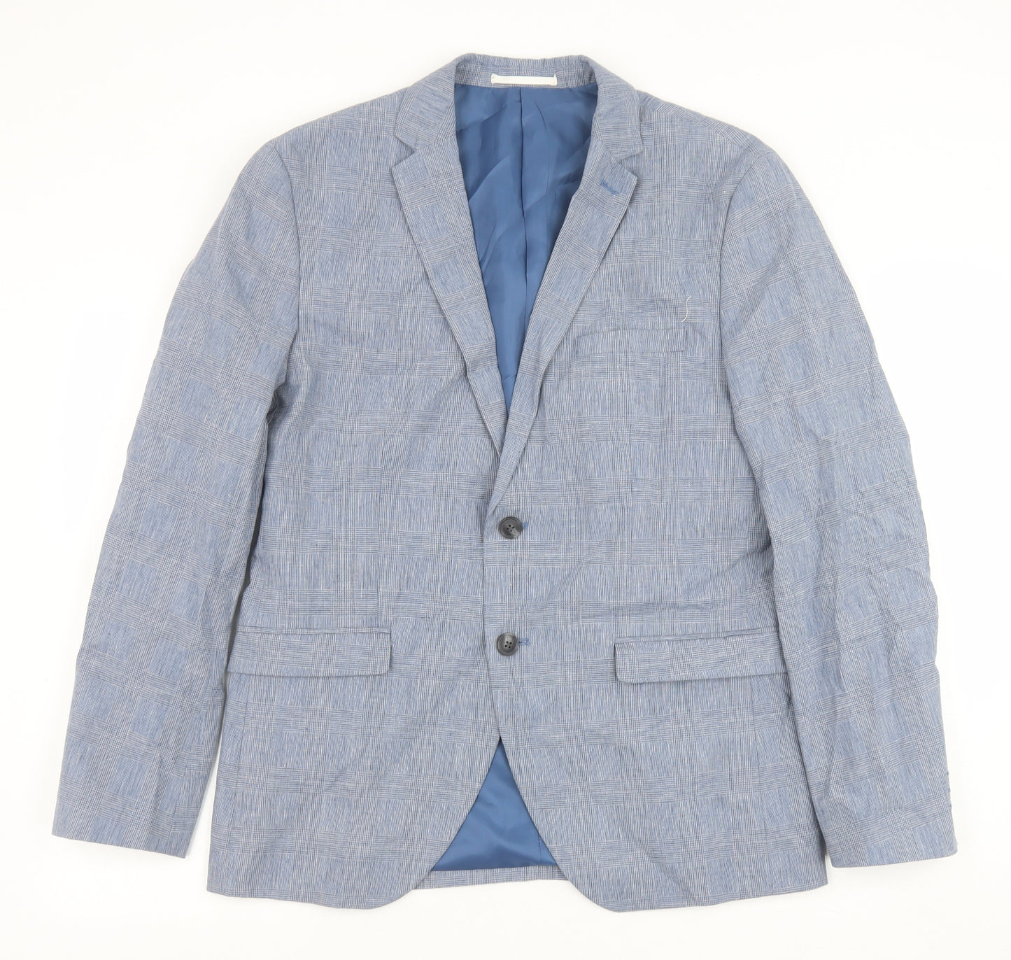 JACK & JONES Mens Blue Linen Jacket Suit Jacket Size 50 Regular
