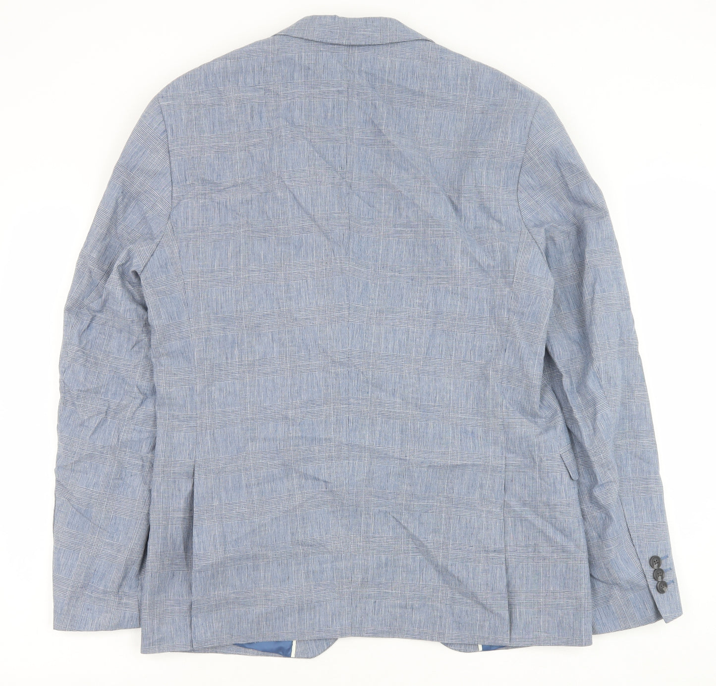 JACK & JONES Mens Blue Linen Jacket Suit Jacket Size 50 Regular
