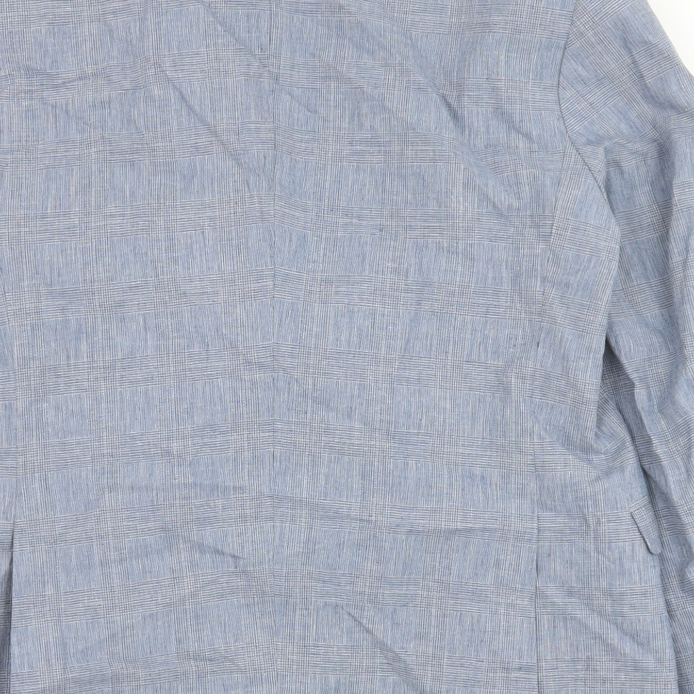 JACK & JONES Mens Blue Linen Jacket Suit Jacket Size 50 Regular