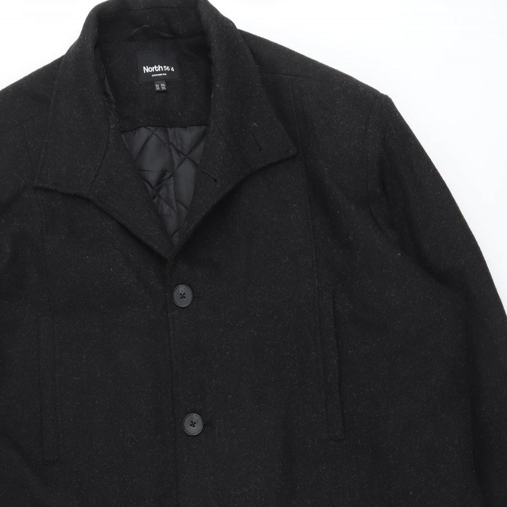 North 56-4 Mens Black Overcoat Coat Size 3XL Button
