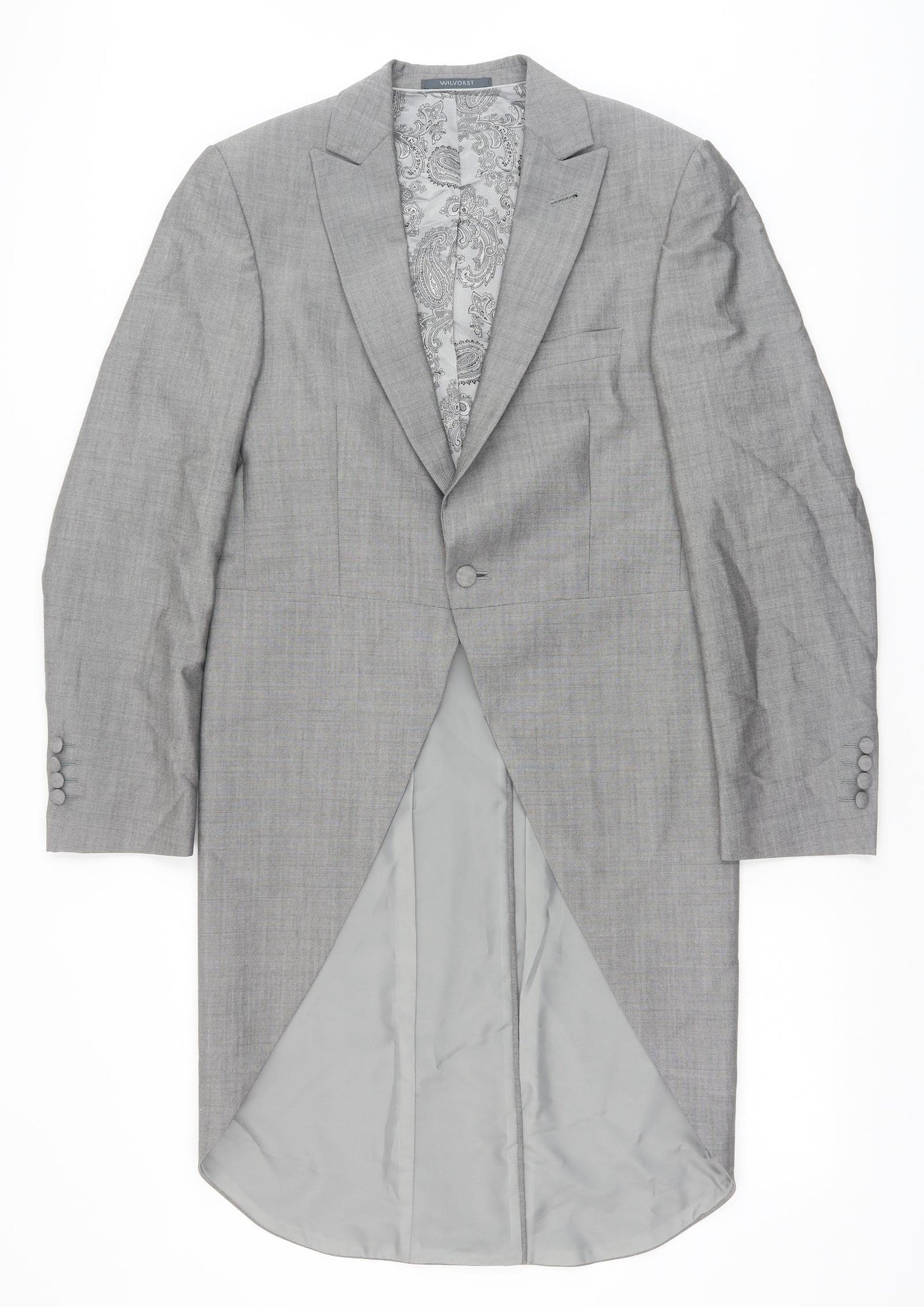 WILVORST Mens Grey Wool Tuxedo Suit Jacket Size 36 Regular