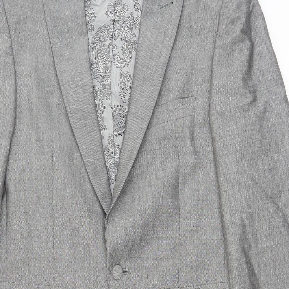 WILVORST Mens Grey Wool Tuxedo Suit Jacket Size 36 Regular