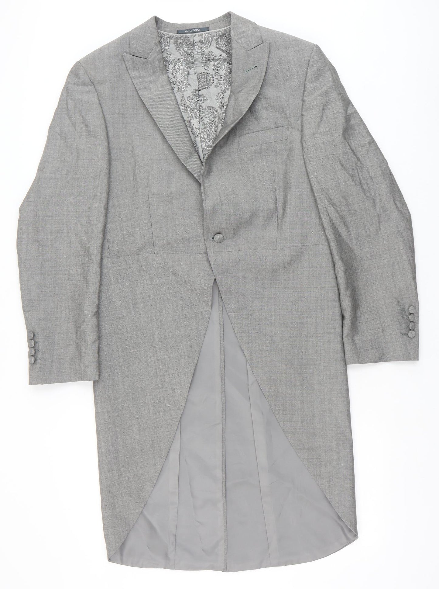 WILVORST Mens Grey Wool Tuxedo Suit Jacket Size 38 Regular