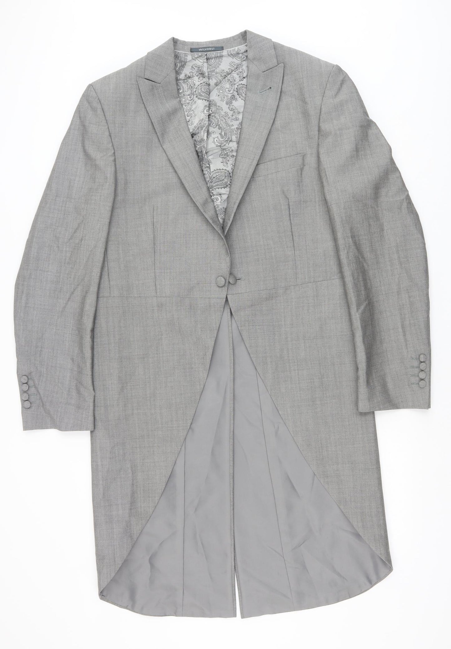WILVORST Mens Grey Wool Tuxedo Suit Jacket Size 40 Regular