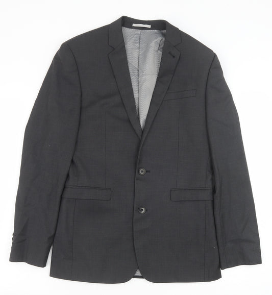 Front view of Next men’s grey wool jacket suit jacket, size 36, regular