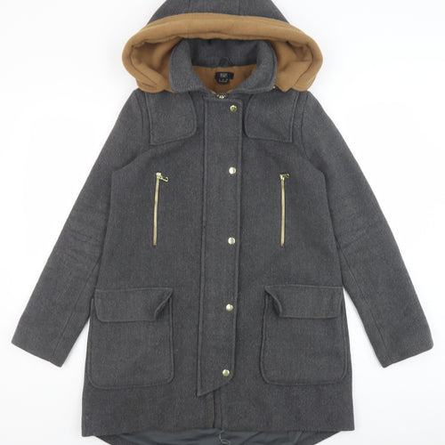 F&F Womens Grey Pea Coat Coat Size 8 Zip