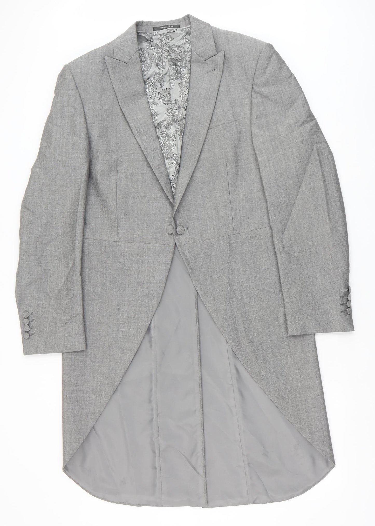 WILVORST Mens Grey Wool Tuxedo Suit Jacket Size 40 Regular
