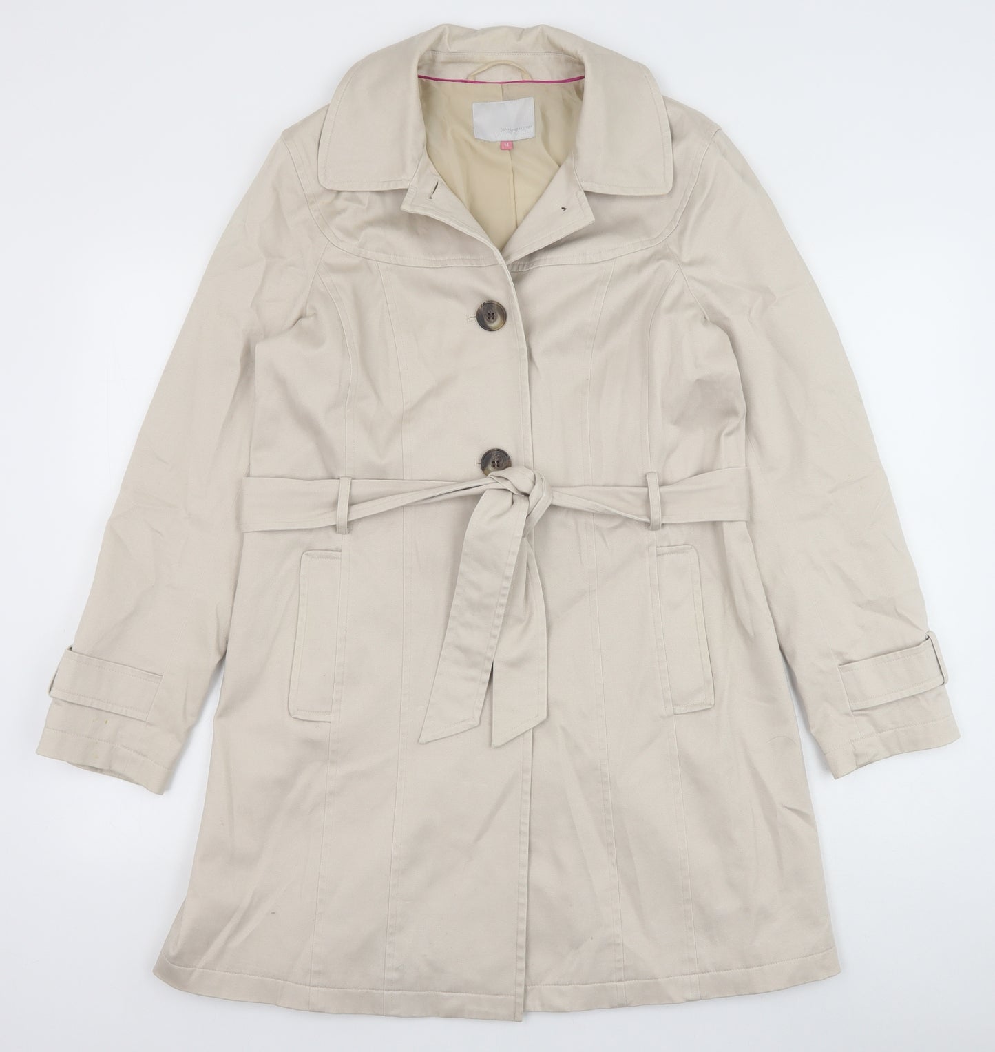 John Lewis Womens Beige Trench Coat Coat Size 14 Button
