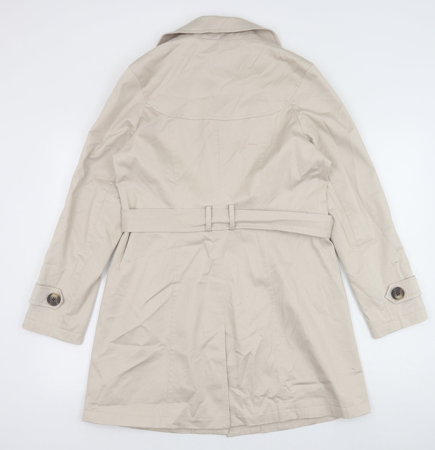 John Lewis Womens Beige Trench Coat Coat Size 14 Button