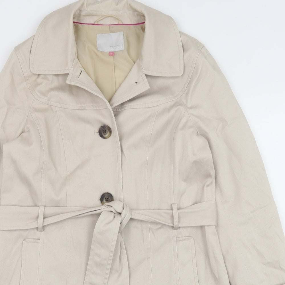 John Lewis Womens Beige Trench Coat Coat Size 14 Button