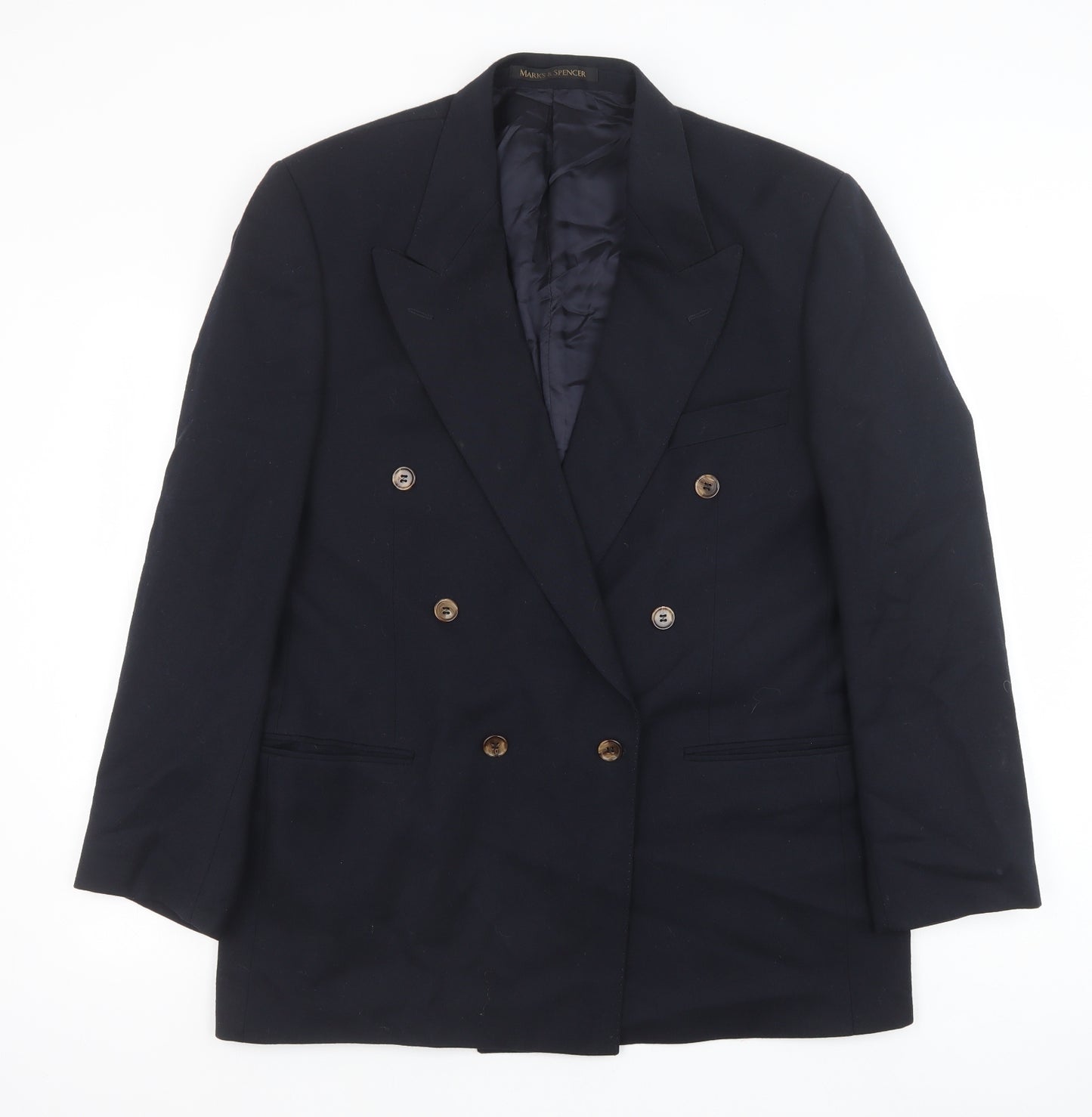 Marks and Spencer Mens Blue Wool Jacket Blazer Size 42 Regular