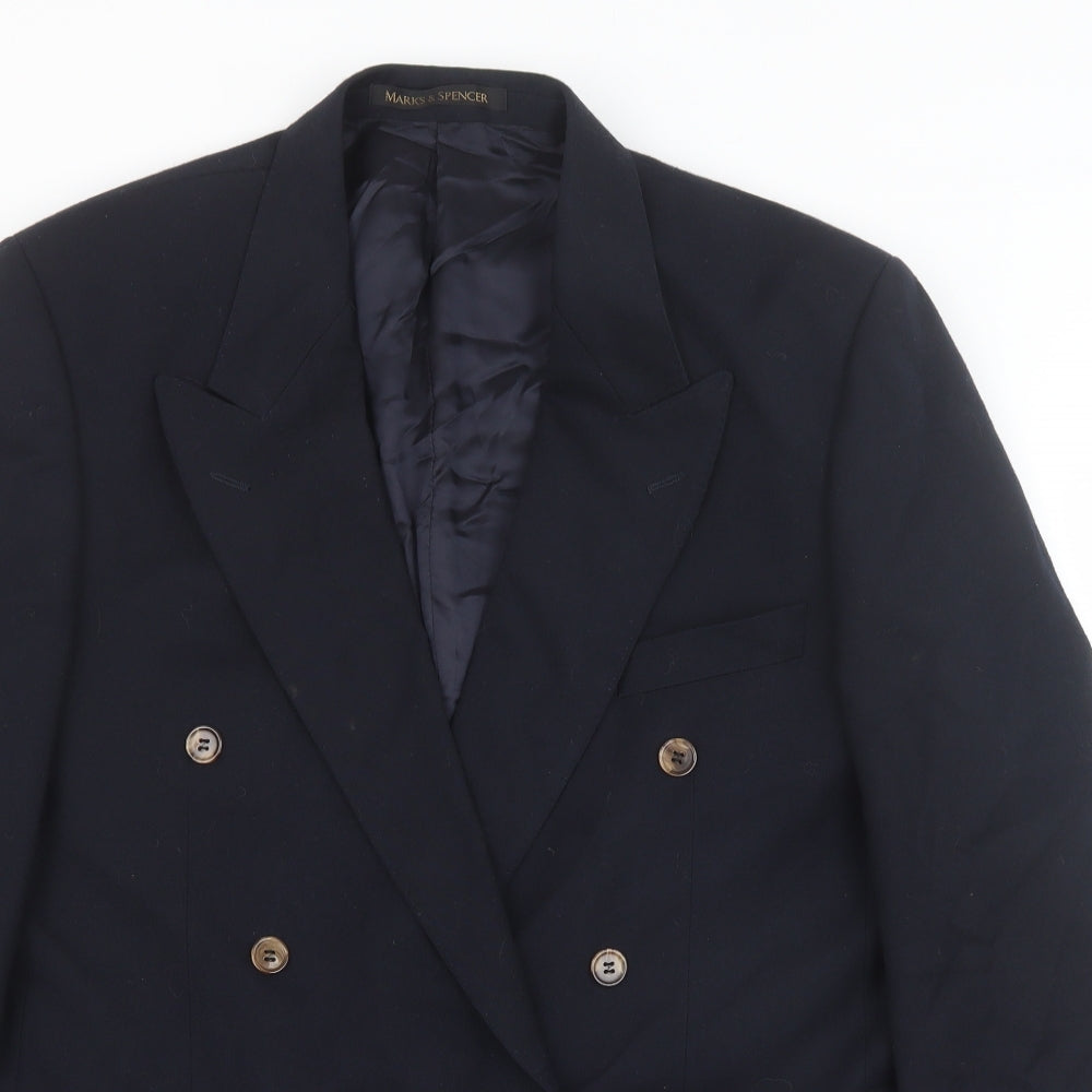 Marks and Spencer Mens Blue Wool Jacket Blazer Size 42 Regular