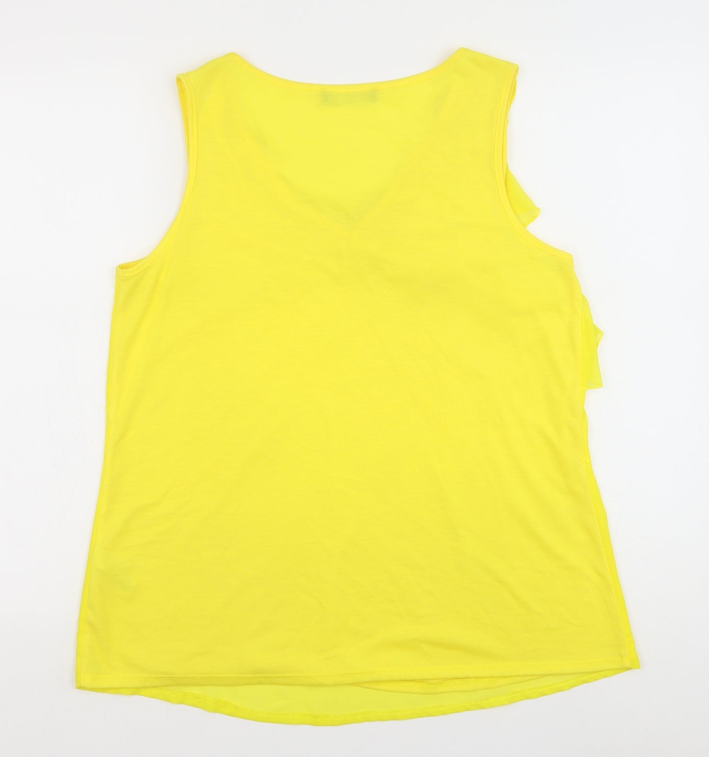 George Womens Yellow Polyester Basic Tank Size 14 V-Neck