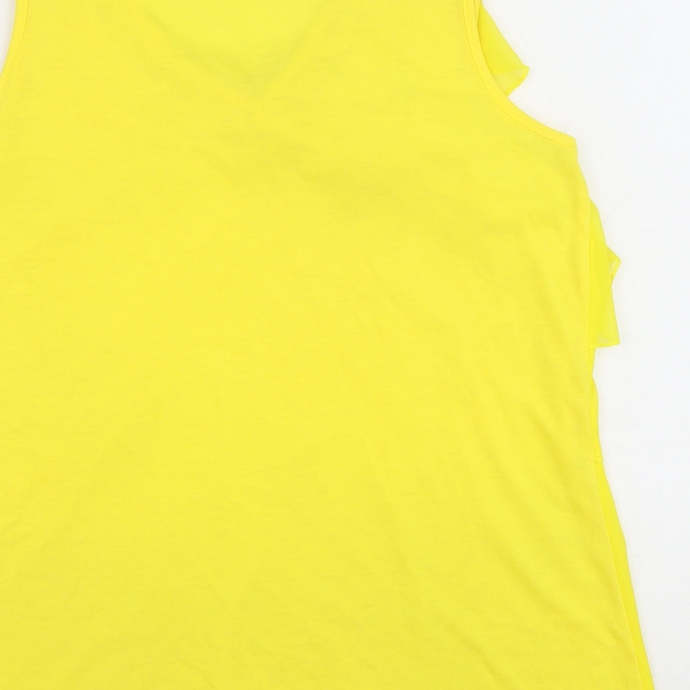 George Womens Yellow Polyester Basic Tank Size 14 V-Neck