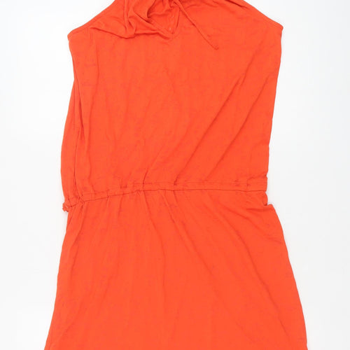 Marks and Spencer Womens Orange Polyester A-Line Size 8 Scoop Neck Tie - Drawstring Waist