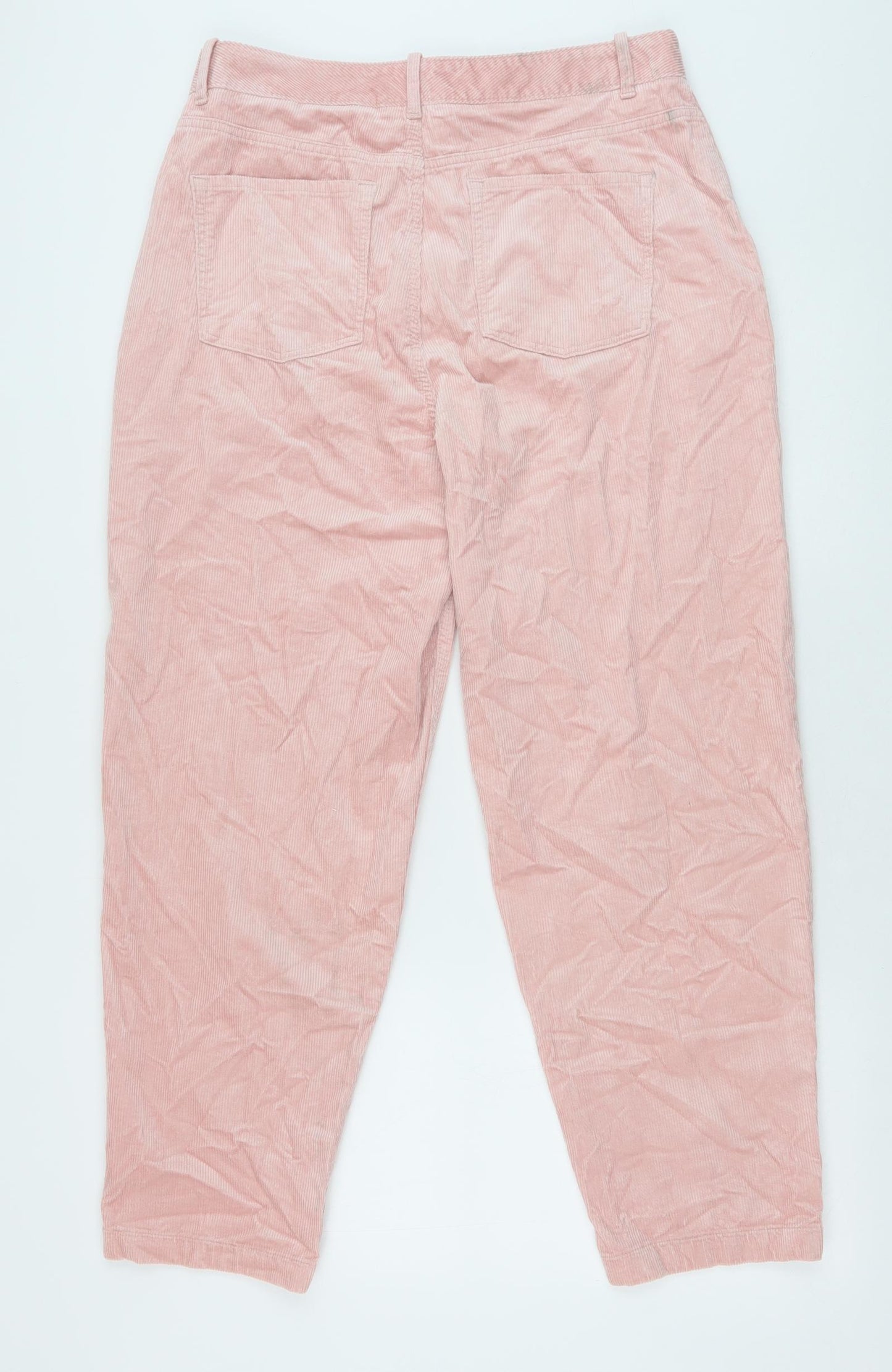 Marks and Spencer Womens Pink Cotton Trousers Size 14 Regular Zip