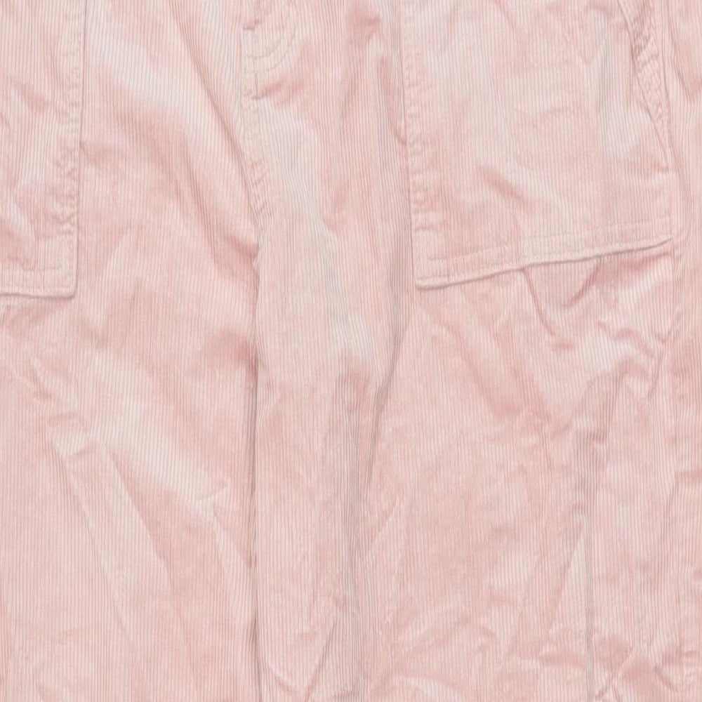 Marks and Spencer Womens Pink Cotton Trousers Size 14 Regular Zip