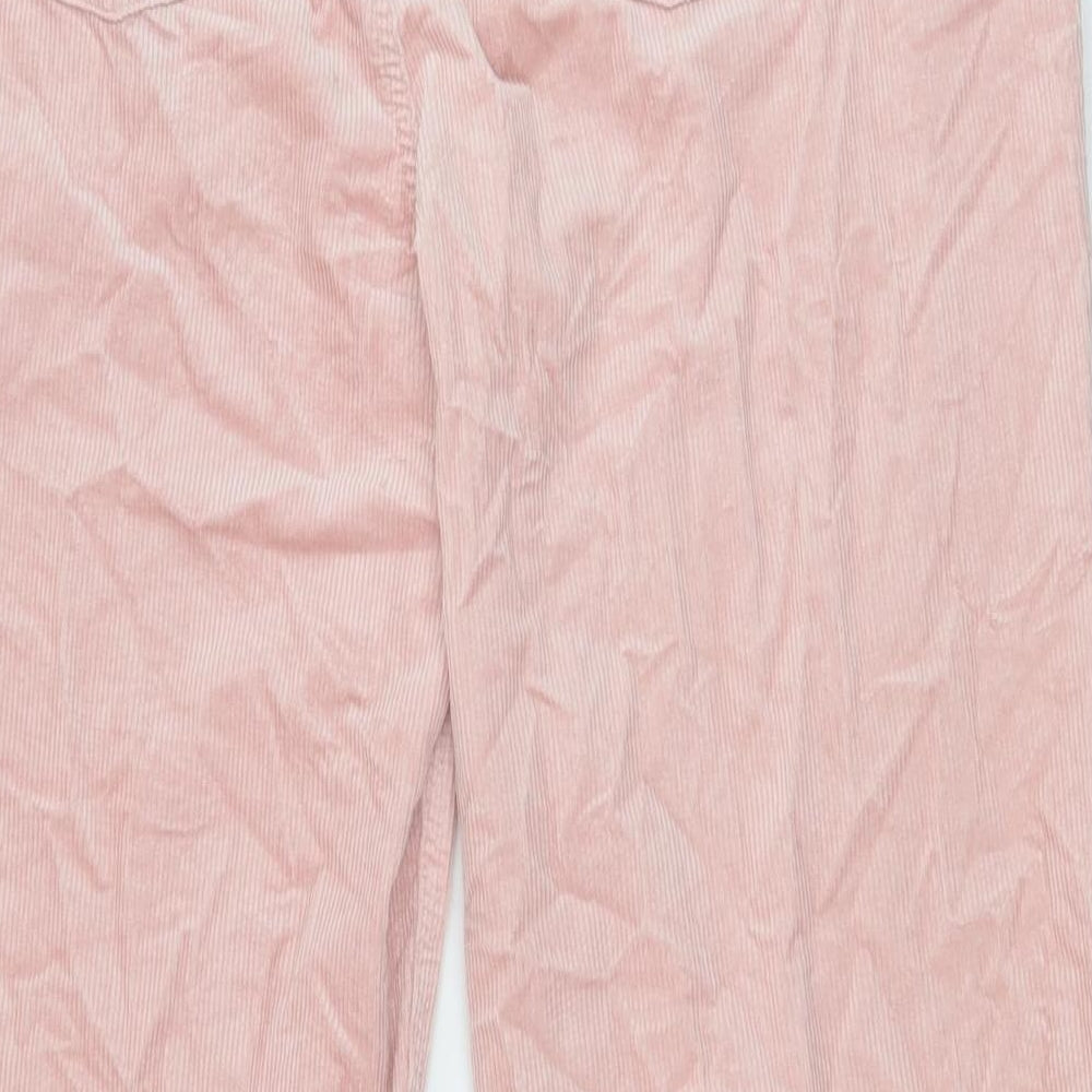 Marks and Spencer Womens Pink Cotton Trousers Size 14 Regular Zip