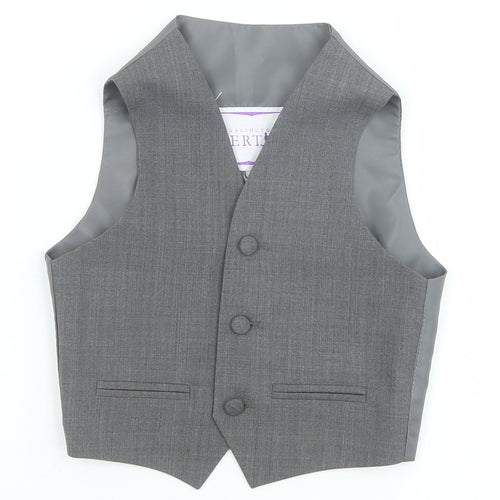 Berlinton Bertie Boys Grey Jacket Waistcoat Size 3-4 Years Button
