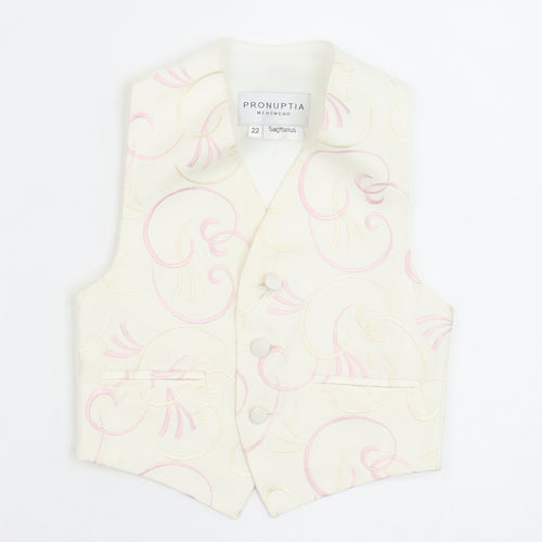 Pronuptia Boys Ivory Geometric Jacket Waistcoat Size 2-3 Years Button - Textured