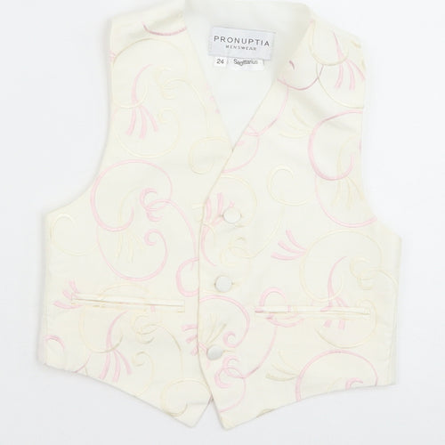 Pronuptia Boys Ivory Geometric Jacket Waistcoat Size 3-4 Years Button - Textured