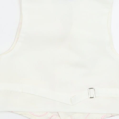 Pronuptia Boys Ivory Geometric Jacket Waistcoat Size 3-4 Years Button - Textured