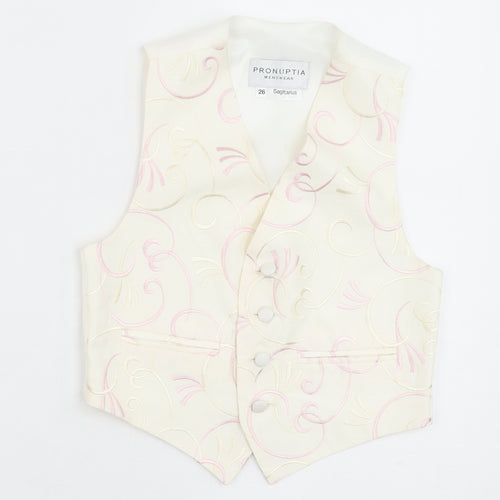 Pronuptia Boys Ivory Geometric Jacket Waistcoat Size 5-6 Years Button