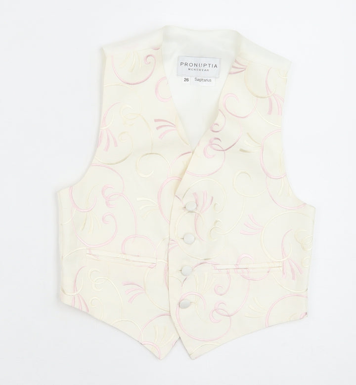 Pronuptia Boys Ivory Geometric Jacket Waistcoat Size 5-6 Years Button