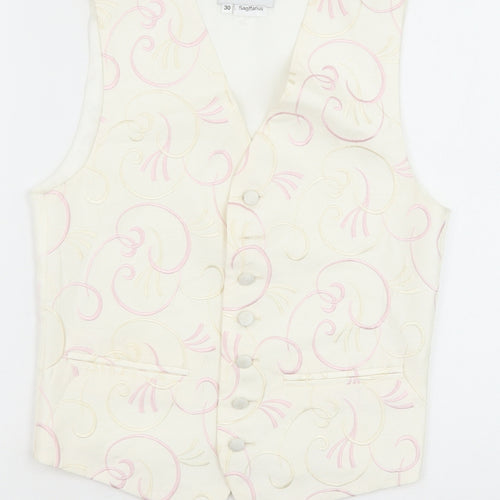 Pronuptia Boys Ivory Geometric Jacket Waistcoat Size 9-10 Years Button