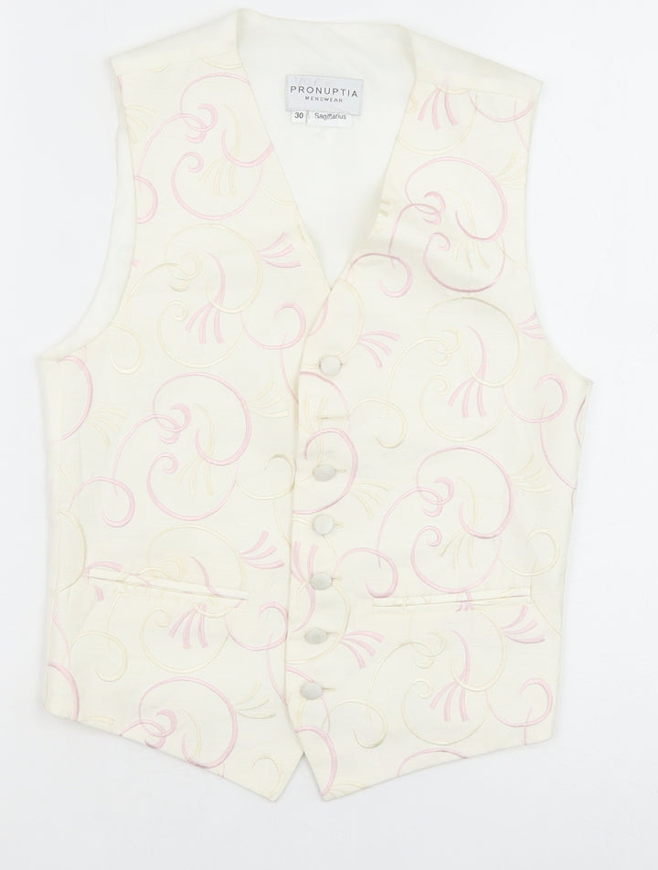 Pronuptia Boys Ivory Geometric Jacket Waistcoat Size 9-10 Years Button