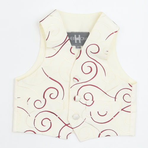 HEIRLOOM Boys Ivory Geometric Jacket Waistcoat Size 2 Years Button - Textured