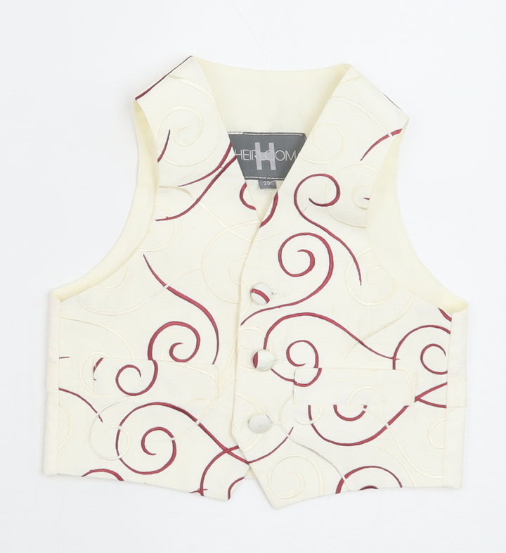 HEIRLOOM Boys Ivory Geometric Jacket Waistcoat Size 2 Years Button - Textured