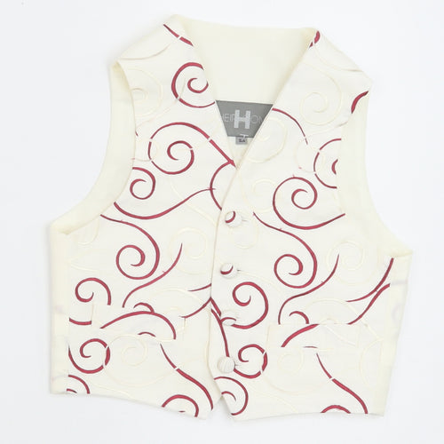 HEIRLOOM Boys Ivory Geometric Jacket Waistcoat Size 3-4 Years Button - Textured